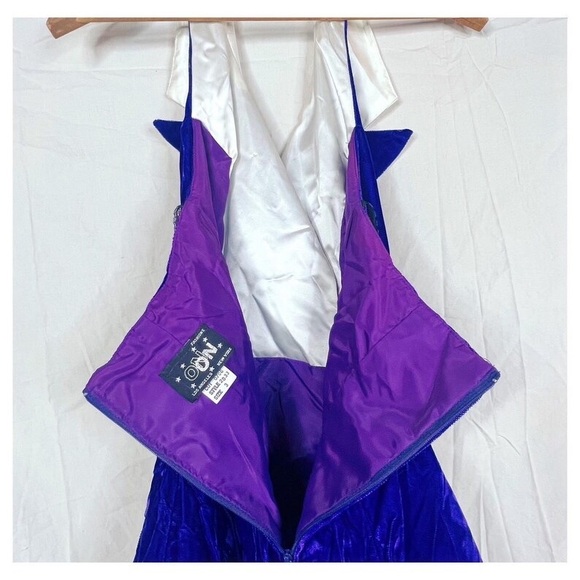 Vintage 90s Purple Velvet Sparkly Fit and Flare Cocktail Party Dress - Picture 7 of 9